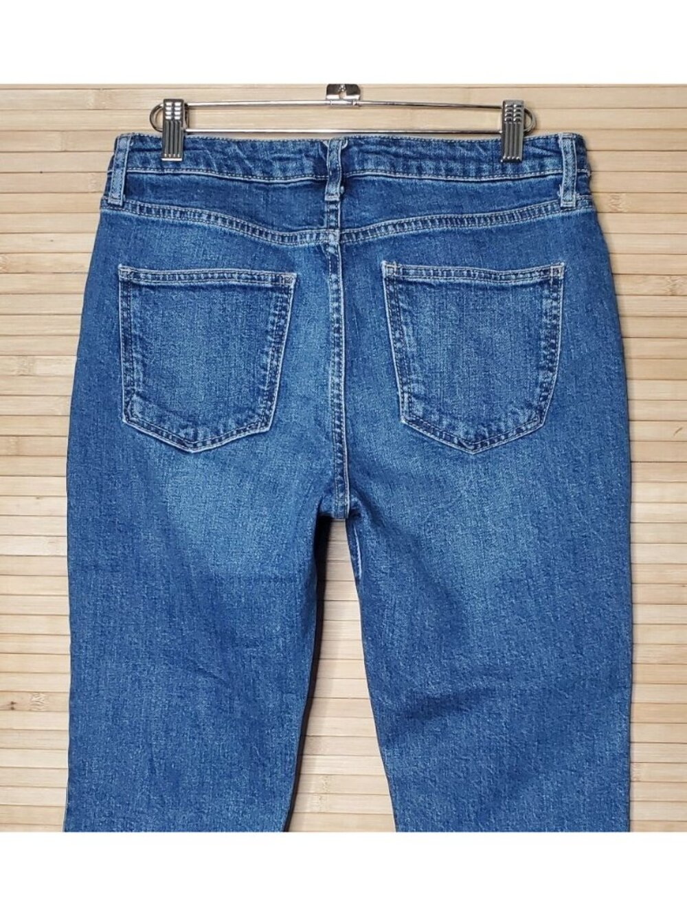 TOPSHOP sz 30 Women's Moto Dree Fringe Cropped Medium Wash Denim Jeans - Picture 4 of 6